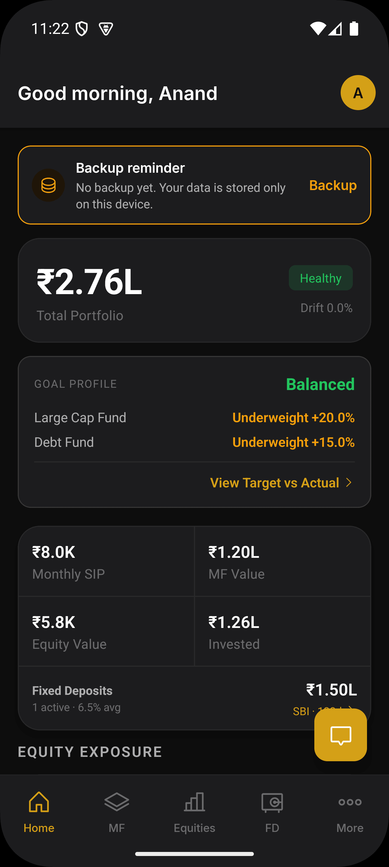 Dashboard — portfolio health overview